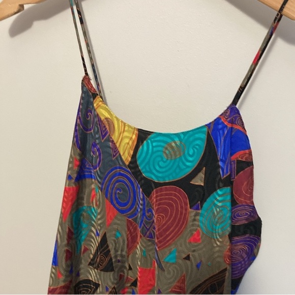 Vintage Mary McFadden Gown or Slip Dress, Size Large, Colorful Geometric Pattern - Picture 3 of 7